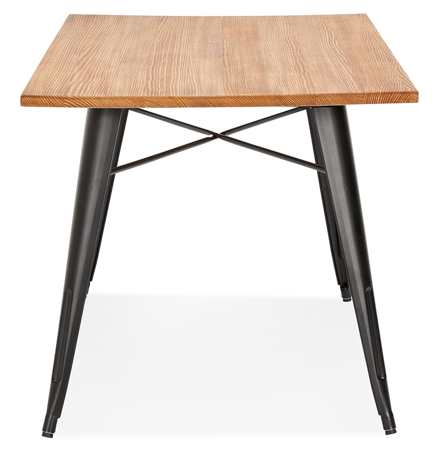 Table de salle à manger style industriel 'ALPHA' en bois massif et métal noir - 150x80 cm vue3