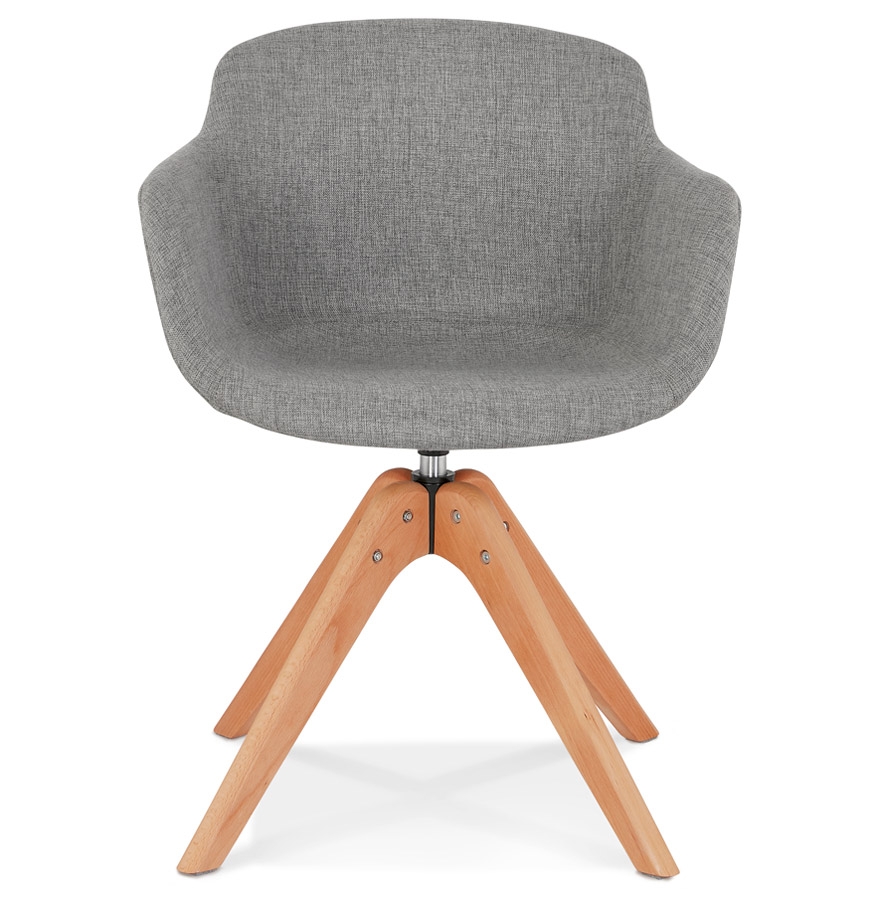 Chaise avec accoudoirs 'AMOS' en tissu gris et pieds en bois naturel vue2