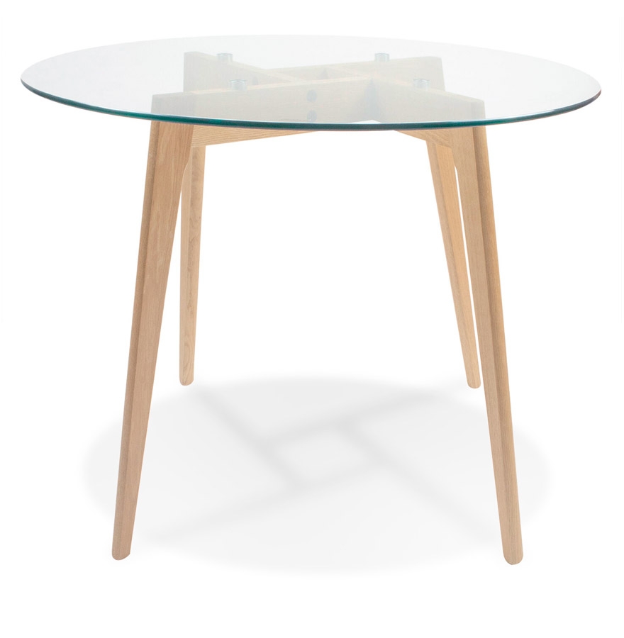 Petite table à diner ronde 'ANGELA' en verre transparent - Ø 100 cm vue2