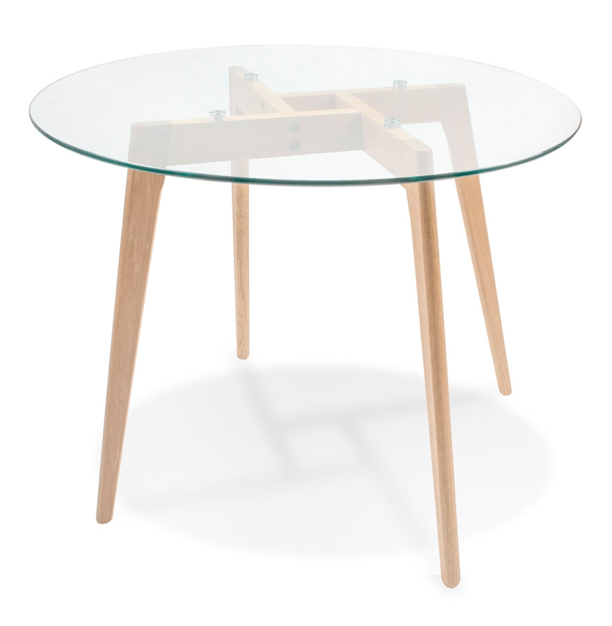 Petite table à diner ronde 'ANGELA' en verre transparent - Ø 100 cm vue3