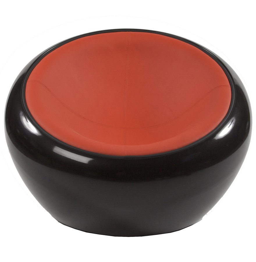 Fauteuil boule lounge ´ATMO´ pivotant noir et rouge