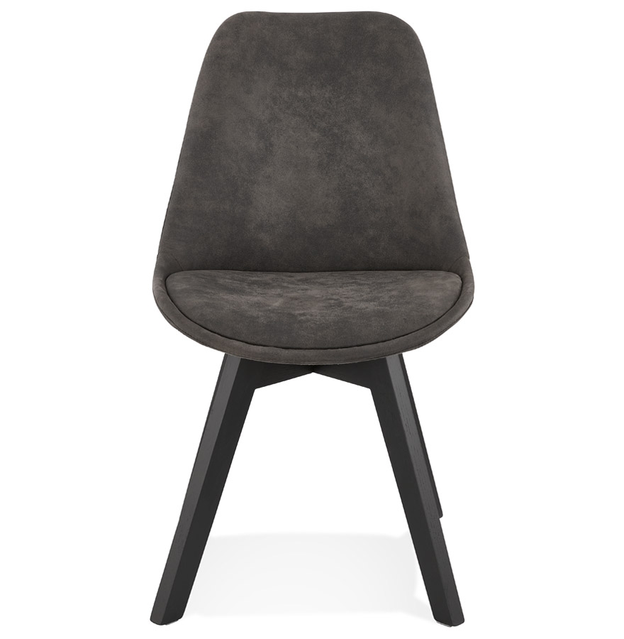 Chaise en microfibre grise 'AXEL' avec structure en bois noir vue2