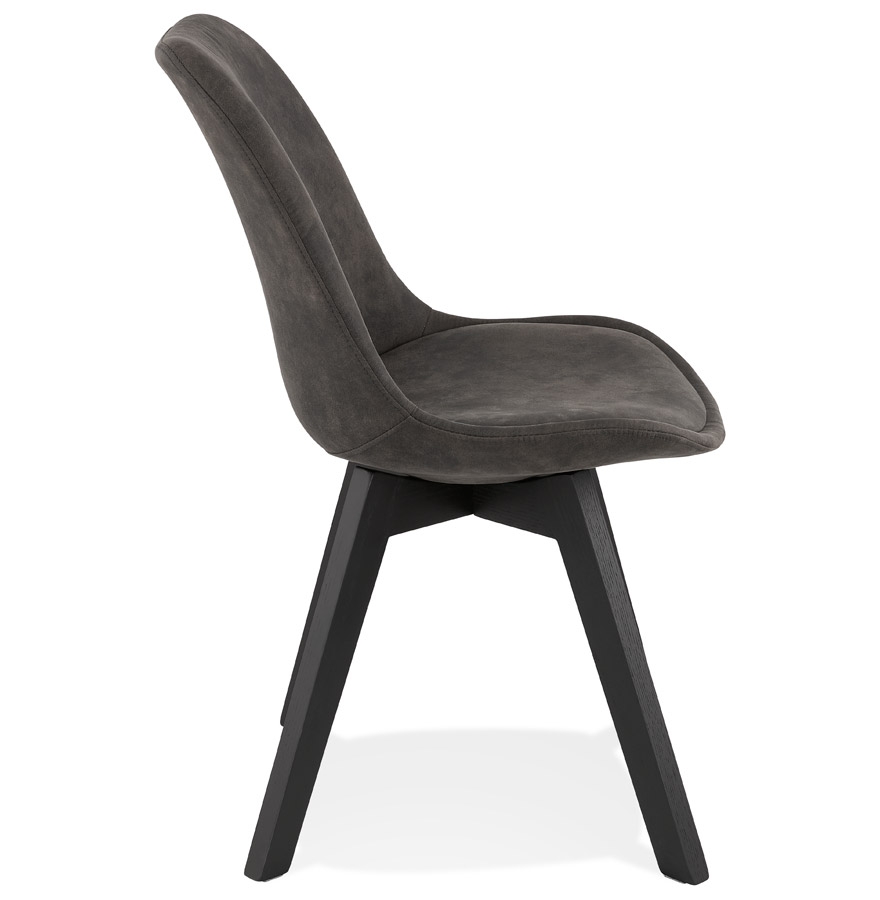 Chaise en microfibre grise 'AXEL' avec structure en bois noir vue3