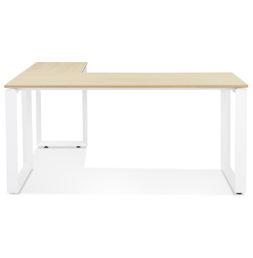 Bureau d'angle design 'BAKUS' en bois finition naturelle et métal blanc - 160 cm vue2