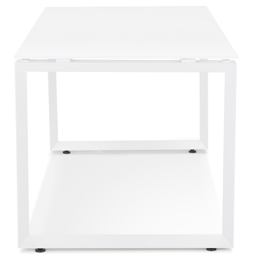 Bureau droit design 'BAKUS' en verre et métal blanc - 160x80 cm vue3