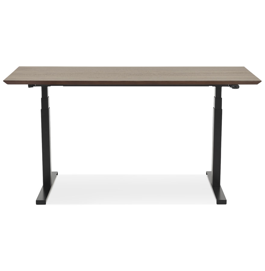 Bureau assis-debout électrique 'BIONIK'avec plateau en bois finition Noyer et pied en métal noir - 150x70 cm vue3