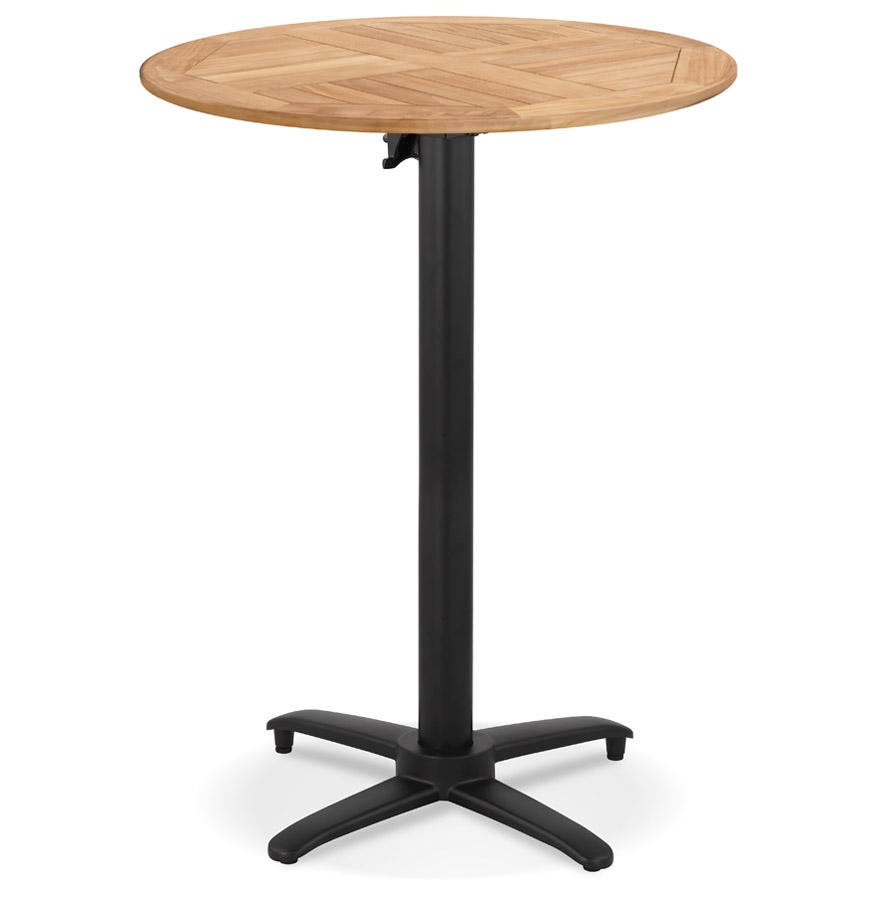 Table de bar ronde pliable 'BRUNELLA BAR' en bois de Teck et métal noir - Ø 70 cm vue2
