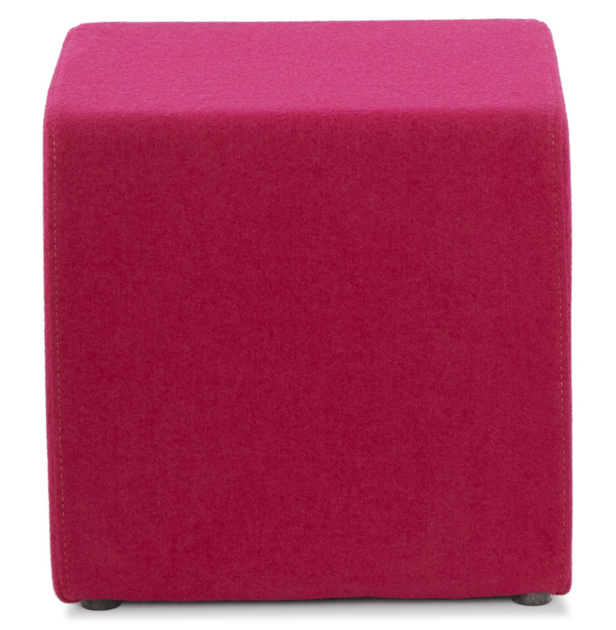 Petit pouf ´CAYOU´ en forme de cube en tissu rose