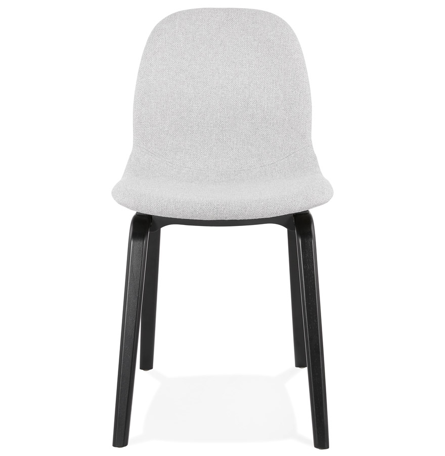 Chaise de salle à manger 'CELTIK' en tissu gris clair et pieds en bois noir vue2