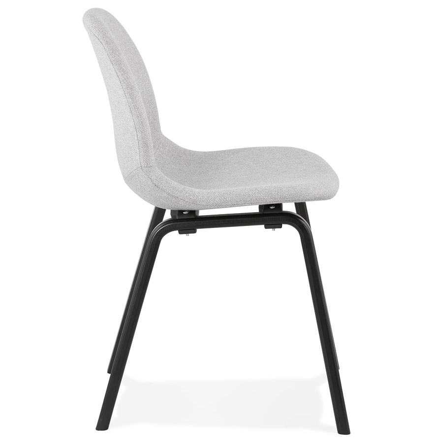 Chaise de salle à manger 'CELTIK' en tissu gris clair et pieds en bois noir vue3
