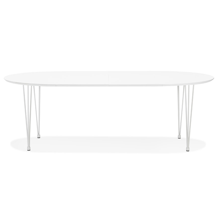 Table à dîner / de réunion ronde extensible 'CHAMONIX' blanche - 120(220)x120 cm vue2
