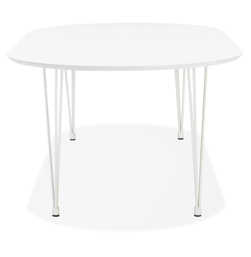 Table à dîner / de réunion ronde extensible 'CHAMONIX' blanche - 120(220)x120 cm vue3
