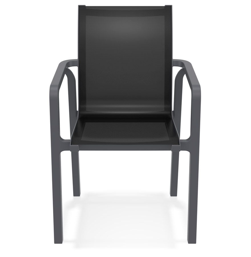 Chaise de jardin avec accoudoirs 'CINDY' en matière plastique grise empilable vue2
