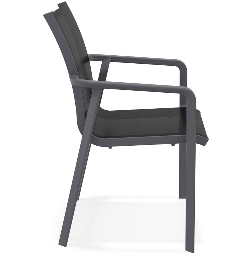 Chaise de jardin avec accoudoirs 'CINDY' en matière plastique grise empilable vue3