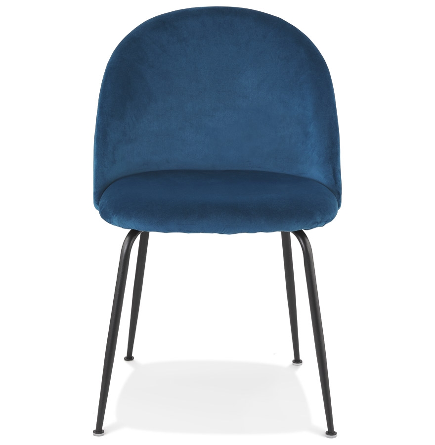 Chaise au style rétro 'CLARENCE' en velour bleu et pieds en métal noir - commande par 2 pièces / prix pour 1 pièce vue2