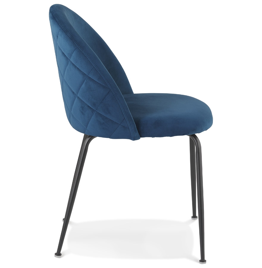Chaise au style rétro 'CLARENCE' en velour bleu et pieds en métal noir - commande par 2 pièces / prix pour 1 pièce vue3
