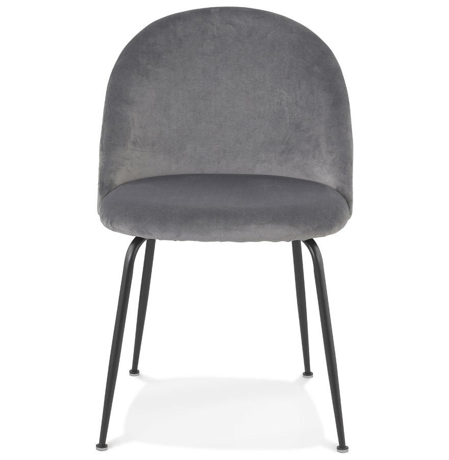 Chaise au style rétro 'CLARENCE' en velour gris clair et pieds en métal noir - commande par 2 pièces / prix pour 1 pièce vue2