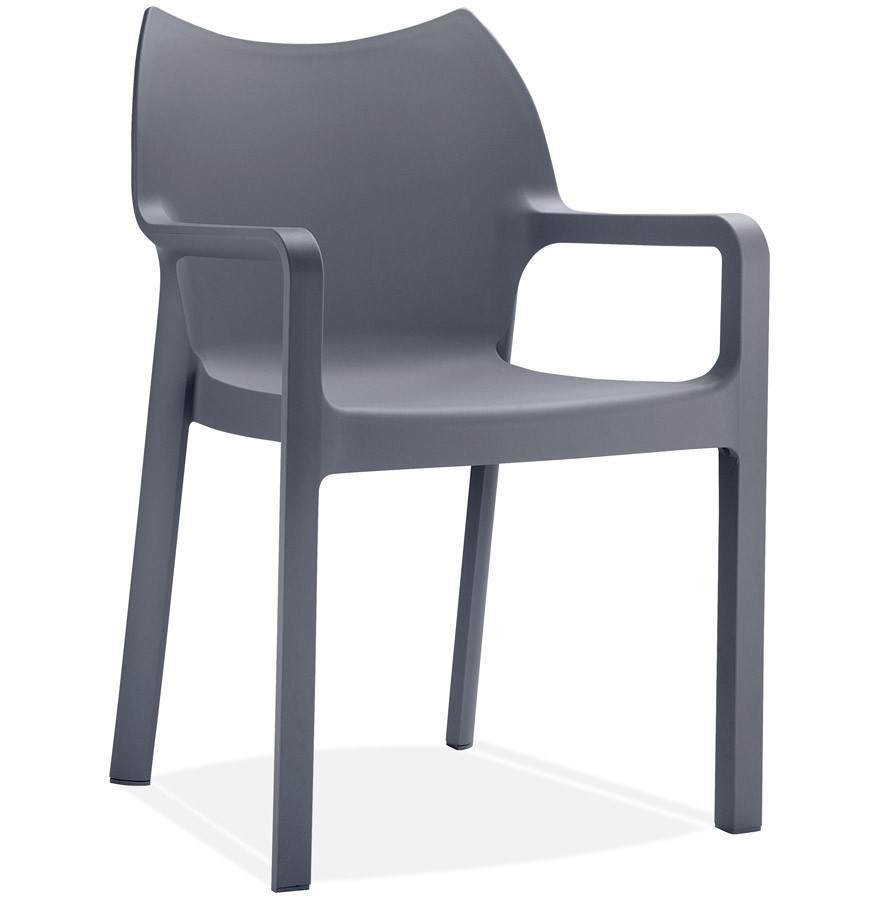 Chaise de terrasse VIVA en matière plastique gris foncé