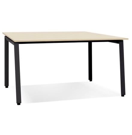 Table de réunion / bureau bench 'AMADEUS SQUARE' en bois finition naturelle et métal noir - 160x160 cm