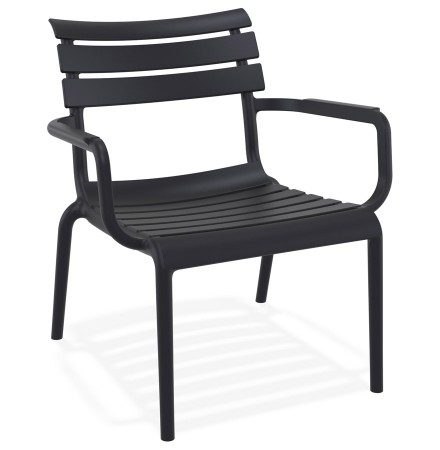 Chaise de jardin avec accoudoirs 'AROMA' noire  en matière plastique