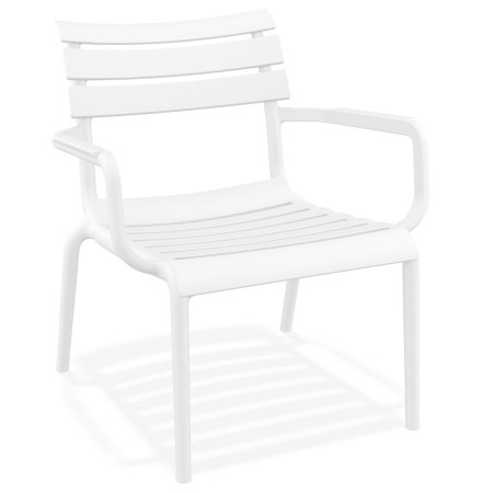 Chaise de jardin avec accoudoirs 'AROMA' blanche en matière plastique