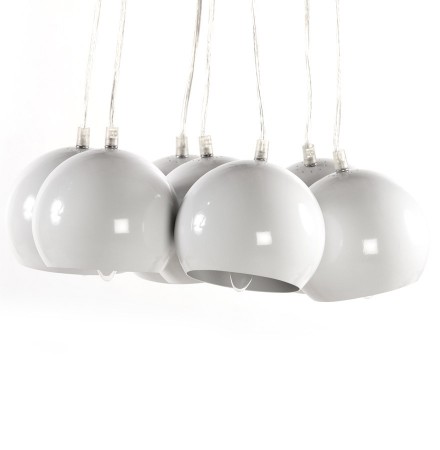 Suspension design 'BILBO' 7 boules blanches suspendues