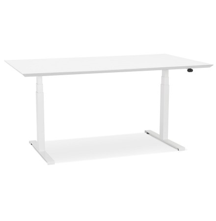 Bureau assis-debout électrique 'BIONIK'avec plateau en bois et métal blanc - 150x70 cm