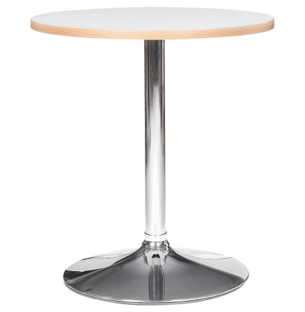 Table ronde 'CASTO ROUND' blanche et pied chromé - Ø 80 cm