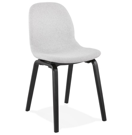 Chaise de salle à manger 'CELTIK' en tissu gris clair et pieds en bois noir
