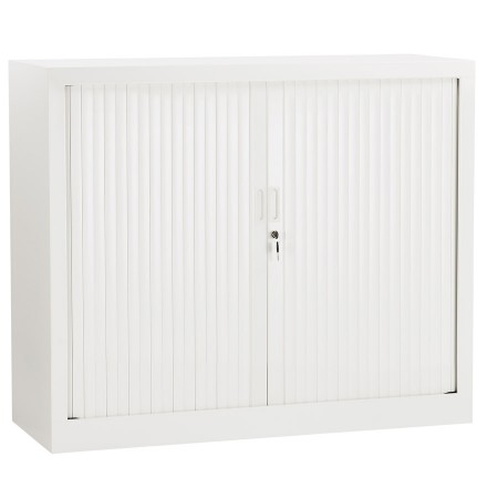 Armoire de bureau basse à rideaux 'CLASSIFY' blanche - 100x120 cm