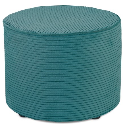 Repose-pied / pouf 'CORTEX' en tissu côtelé bleu turquoise