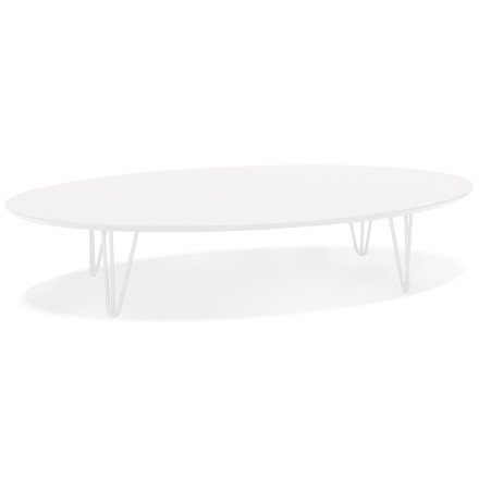 Grande table basse de salon 'ELYPSE' en bois et métal blanc