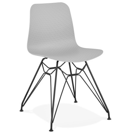 Chaise design 'GAUDY' grise style industriel avec pied en métal noir