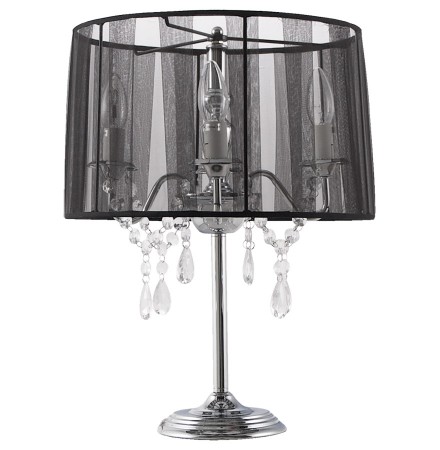 Lampe de chevet 'KLASSIK' noire chandelier baroque à pampilles