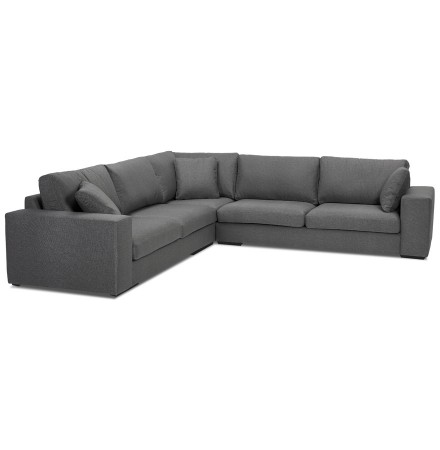 Grand canapé d'angle design 'LUCA CORNER' en tissu gris foncé