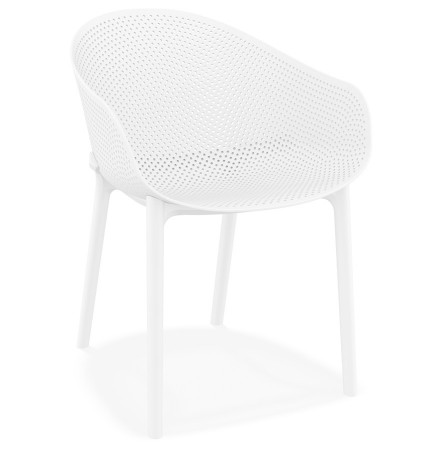 Chaise de terrasse perforée 'LUCKY' blanche design