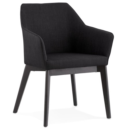 Chaise moderne 'NANO' en tissu noir avec accoudoirs