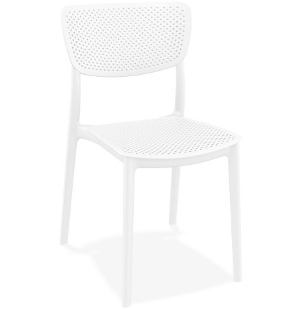 Chaise de terrasse perforée 'PALMA' en matière plastique blanche