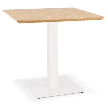 Petite table à diner carrée 'REGIS' en bois finition naturelle et fonte blanche - 70x70 cm