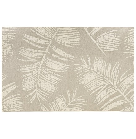 Tapis design 'SEQUOIA' 200x290 cm beige avec motifs feuilles de palmier - intérieur / extérieur