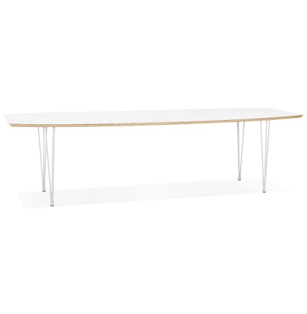 Table de salle à manger extensible 'TADAM' blanche avec pieds en métal blanc - 170(270)x100 cm