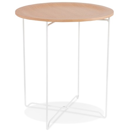 Table d'appoint design 'TSUNAMI' blanc en bois et métal