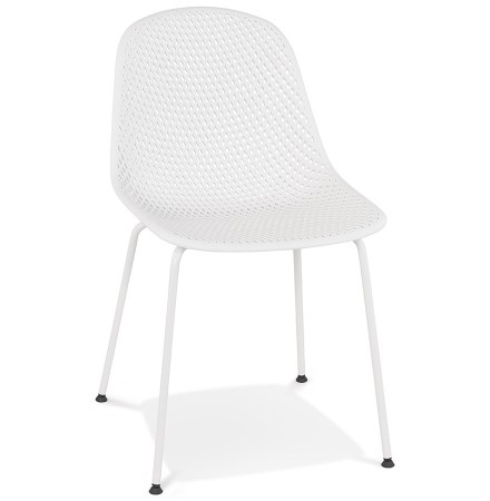 Chaise design perforée 'VIKY' blanche intérieure / extérieure