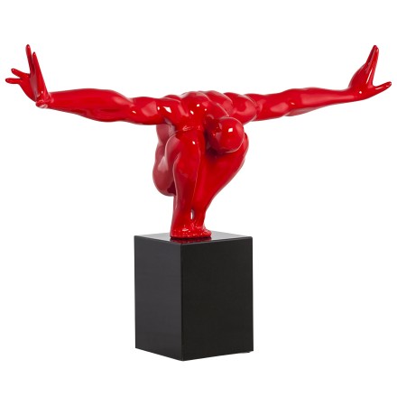 Statue déco 'WISE' athlète homme en polyrésine rouge