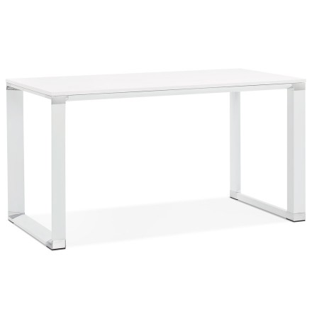 Petit bureau droit design 'XLINE' en bois blanc - 140x70 cm