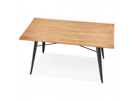 Table de salle à manger style industriel 'ALPHA' en bois massif et métal noir - 150x80 cm