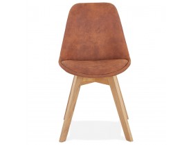 Chaise en microfibre brune 'AXEL' avec structure en bois finition naturelle