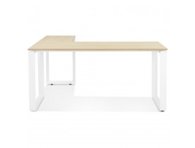 Bureau d'angle design 'BAKUS' en bois finition naturelle et métal blanc - 160 cm