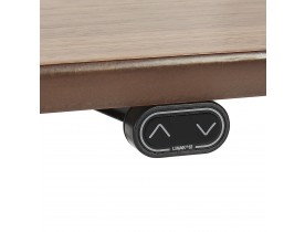 Bureau assis-debout électrique 'BIONIK'avec plateau en bois finition Noyer et pied en métal noir - 150x70 cm