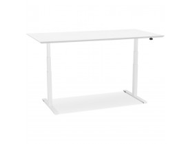 Bureau assis-debout électrique 'BIONIK'avec plateau en bois et métal blanc - 180x90 cm